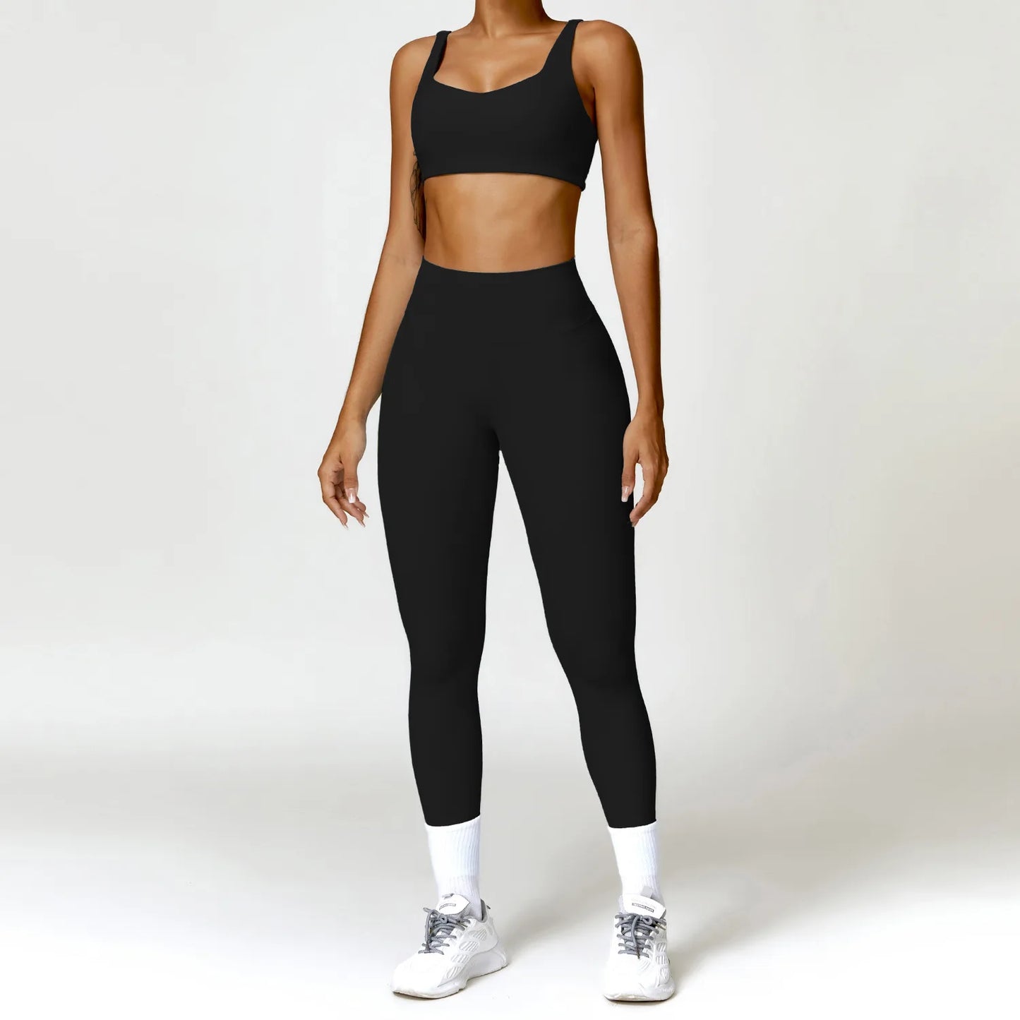 Legging Women Tracksuit Yoga Set 2PCS Sportswear Workout Clothes Athletic Wear Gym Legging Fitness Bra Crop Top Long Sleeve Sports Suits