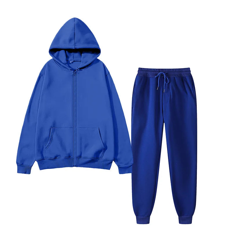 JUMPER New Solid Color Hoodie+pants Two-piece Set Womens Fashionable Casual Sports Set  Size S-3XL Female Suit