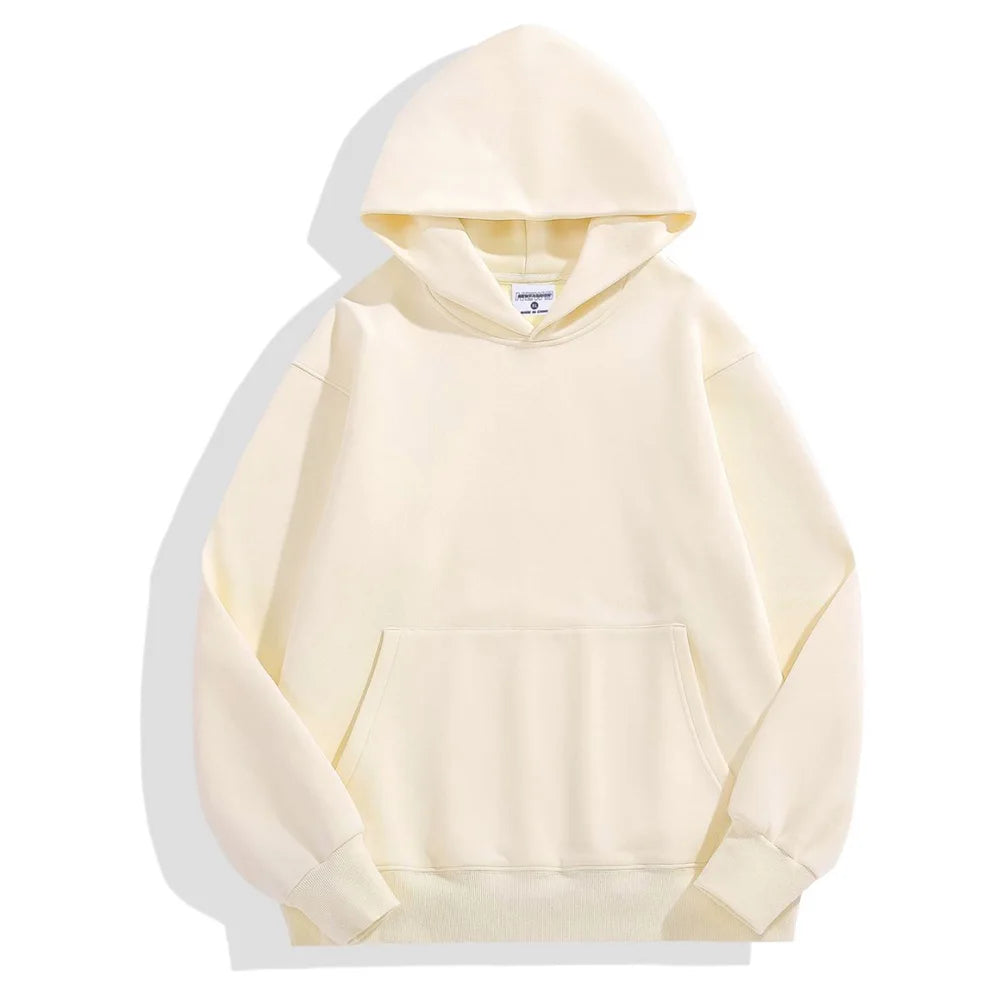 JUMPER Heavy Weight Cotton Plus Velvet Hooded Sweater Men Thickened Tight Polar Fleece Pullover Hoodie Women Sweatshirt