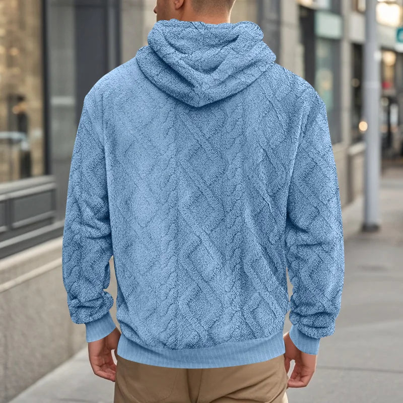 JUMPER  leisure men's high street jacquard double-sided velvet hooded sports trend pullover sweater jacket