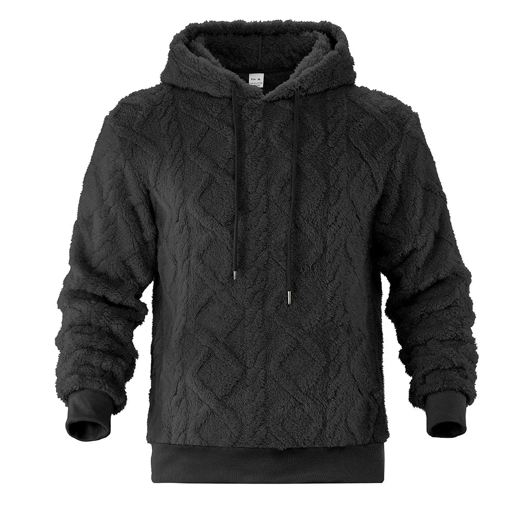 JUMPER  leisure men's high street jacquard double-sided velvet hooded sports trend pullover sweater jacket