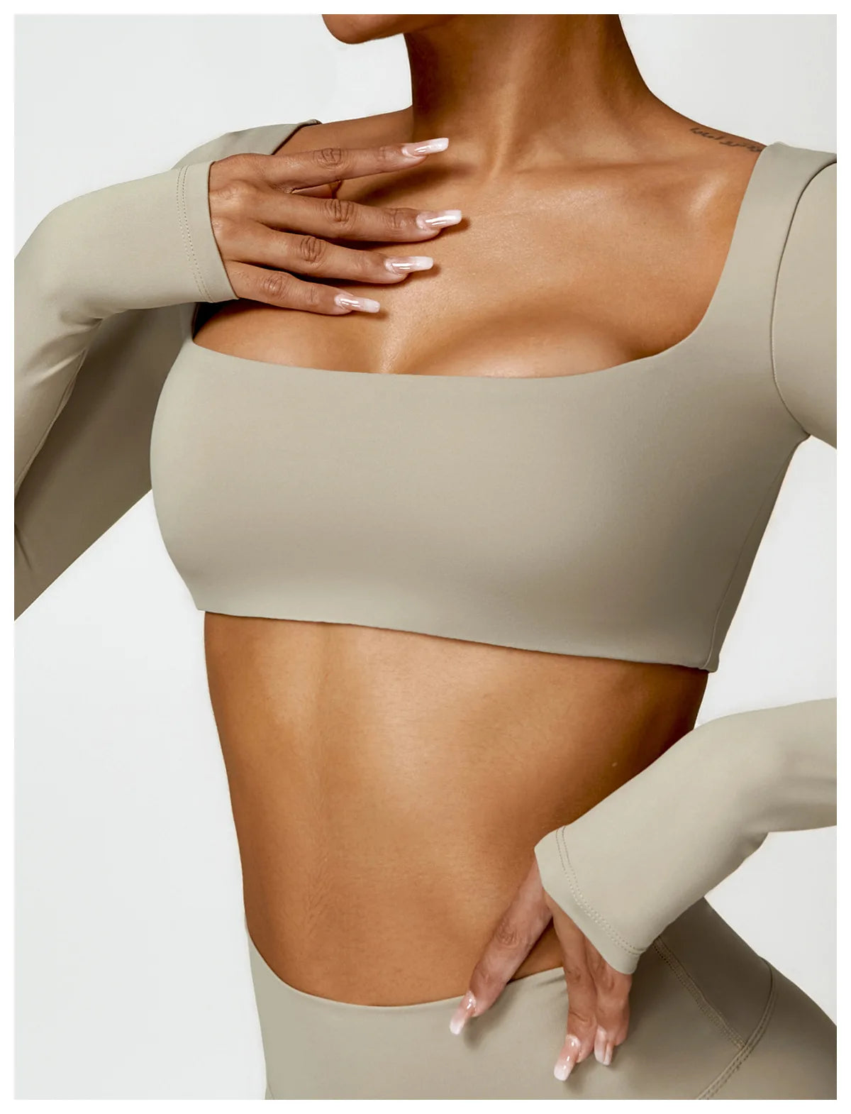 Legging Women Tracksuit Yoga Set 2PCS Sportswear Workout Clothes Athletic Wear Gym Legging Fitness Bra Crop Top Long Sleeve Sports Suits