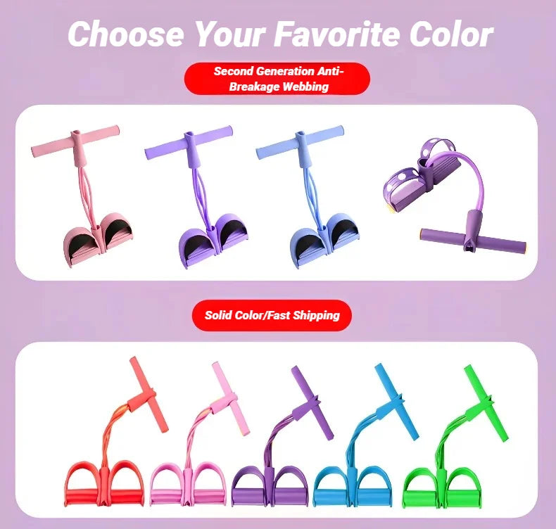 EQP Four-Tube Pedal Tensioner Multi-Functional Household Fitness Equipment Yoga Abdominal Strengthening Elastic Band Tension Rope