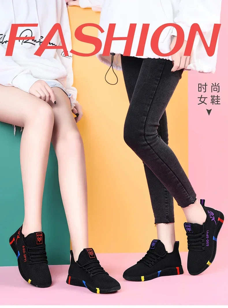 Women Sneakers  Vulcanized Shoes Air Mesh Light Soft Sneakers Female Flats Platform Lace Up Casual Shoes Basket Femme