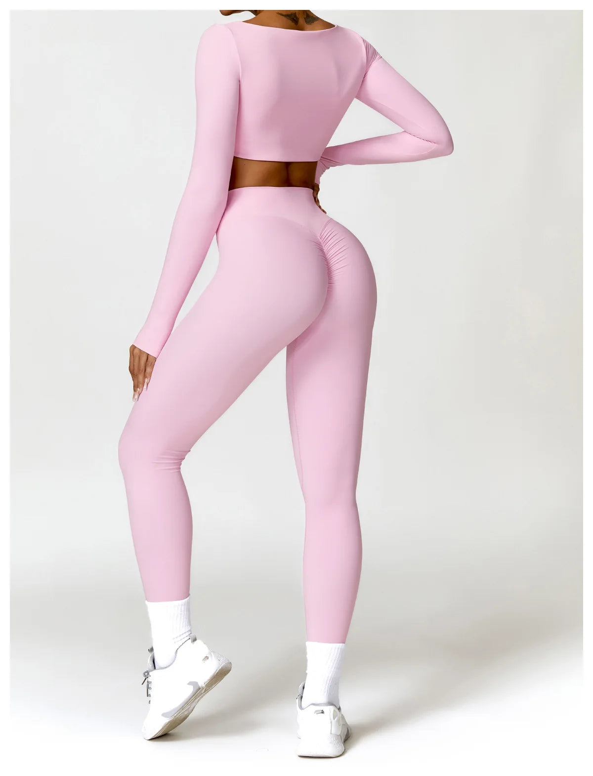Legging Women Tracksuit Yoga Set 2PCS Sportswear Workout Clothes Athletic Wear Gym Legging Fitness Bra Crop Top Long Sleeve Sports Suits