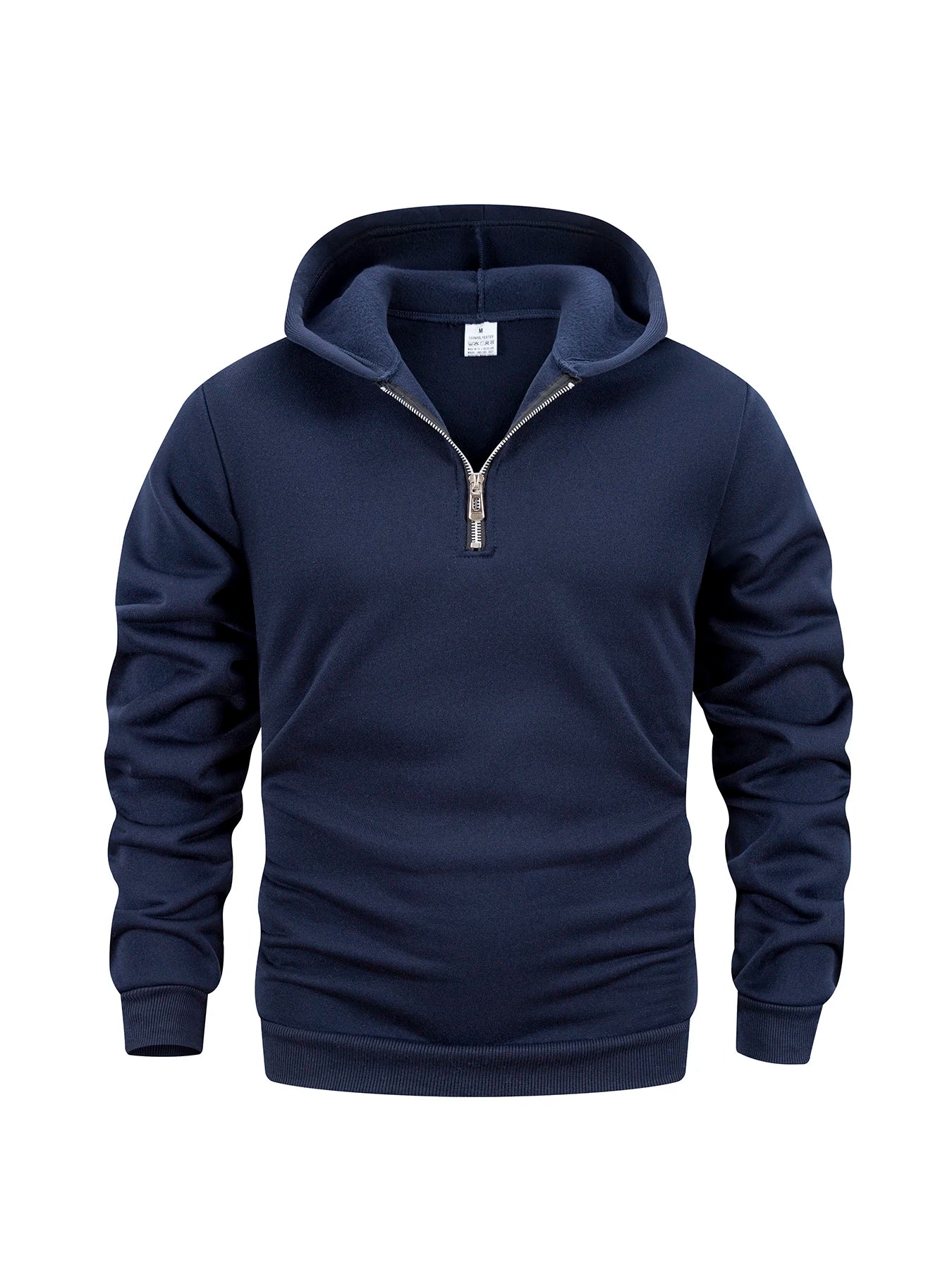 Men's Quarter Zip Up Hoodies Autumn Warm Long Sleeve Sweatshirt Fashion Street Casual Pullover Solid Color Basic Men Clothing