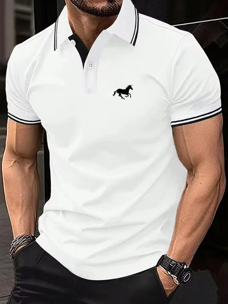 Polo New Men's T-shirt Classic Short sleeved Polo Shirt Summer Top Casual T-shirt Button Lapel Super Large S-3XL Casual Polo Shirt