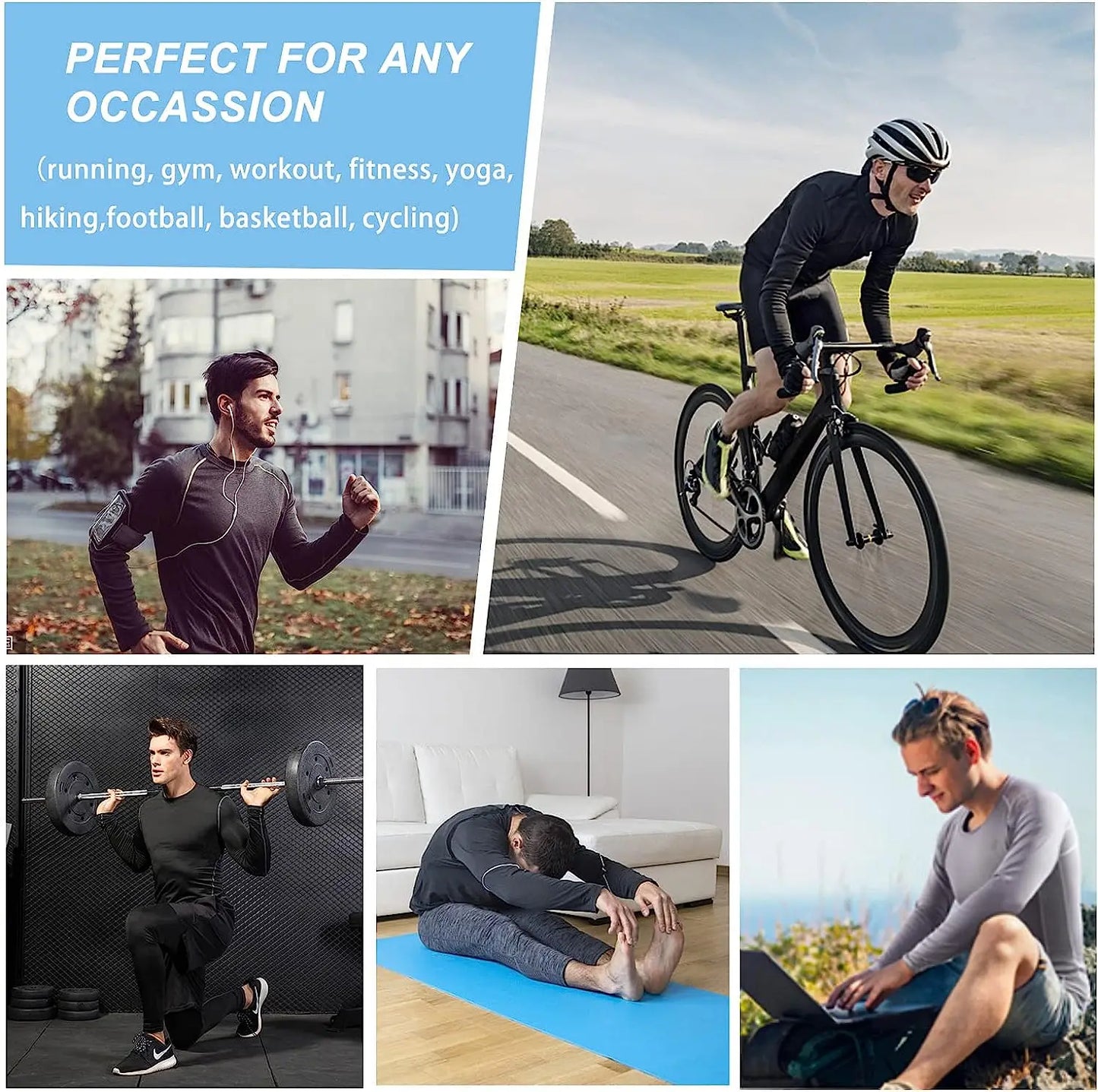 T-shirts Men's Compression Shirts Longs Sleeve Workout Gym T-Shirt Running Tops Cool Dry Sports Base Layer Athletic Undershirts