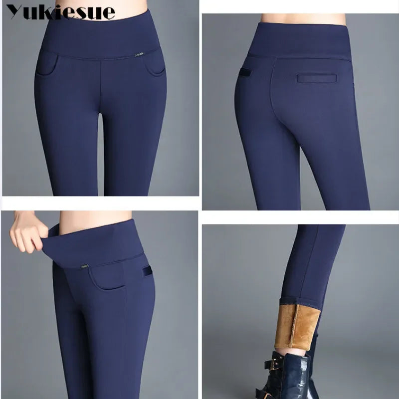 Leggings 6XL Autumn Winter Velvet Leggings for Women High Waist Skinny Legging Long Pants woman Warm Winter Leggings