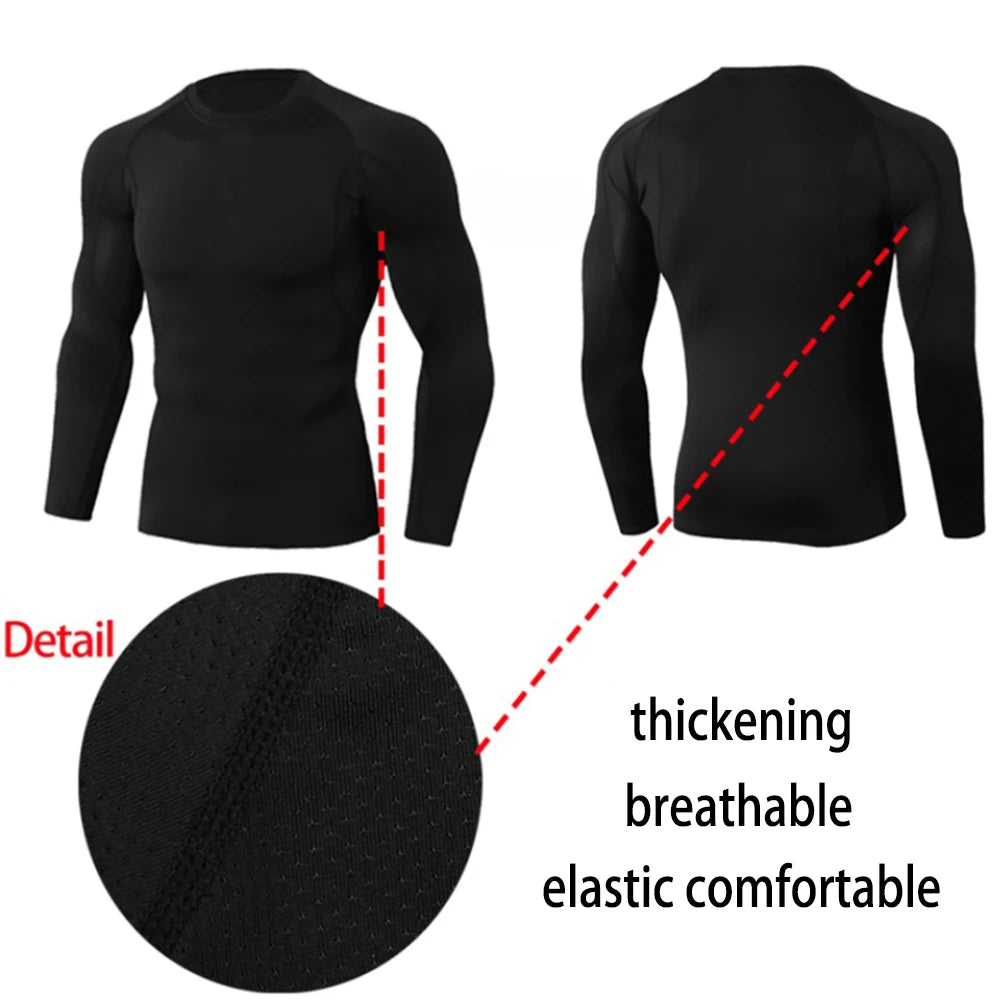 T-shirts Winter Man Compression Shirt Cycling Clothing Warmth Shirt Warm Bottoming Shirt Men Compression T-Shirt Gym Sportswear 2024 New