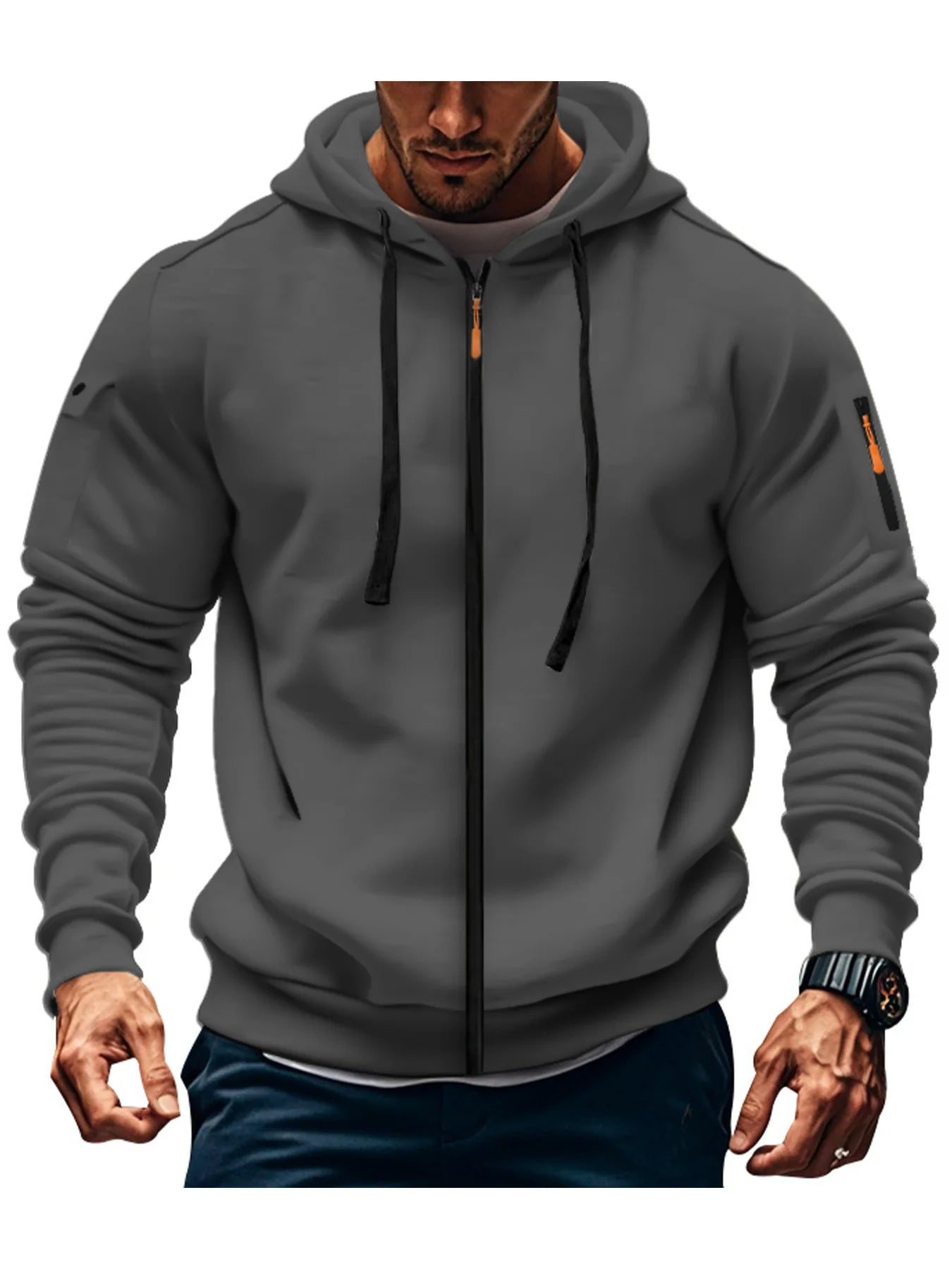 JUMPER New Men hooded sweater casual sports jumper vintage Harajuku long sleeve zipper multi-pocket casual loose coat Street S-3XL