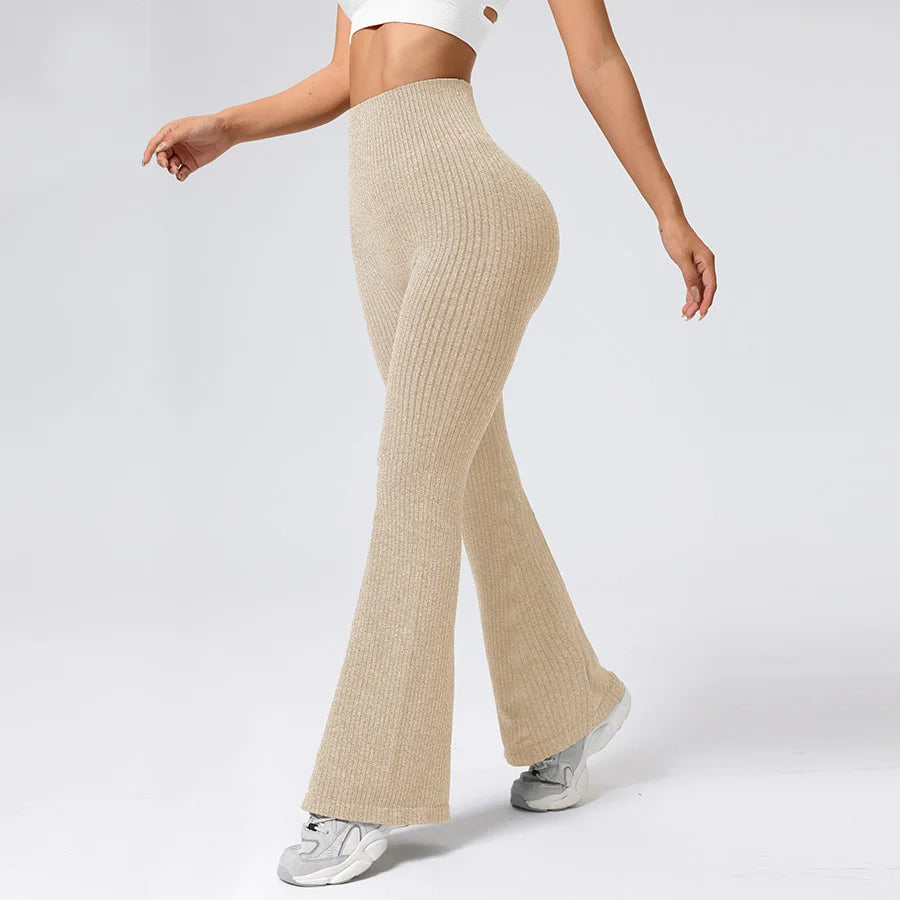 Leggings Breathable Flared Trousers Yoga-to-Street Chic Athleisure Fitness Pants Trendy Women's High-Waisted Yoga Gym Wear 4-Way Stretch