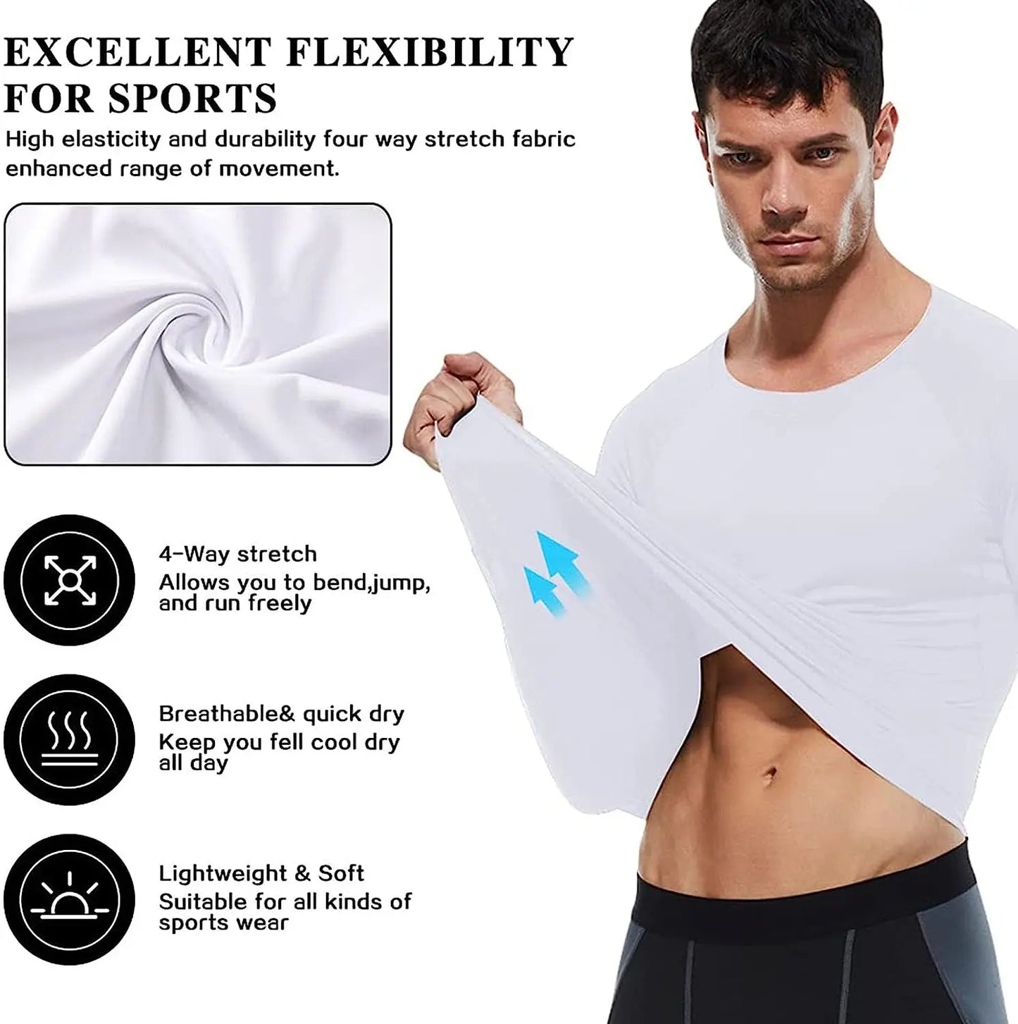 T-shirts Men's Compression Shirts Longs Sleeve Workout Gym T-Shirt Running Tops Cool Dry Sports Base Layer Athletic Undershirts