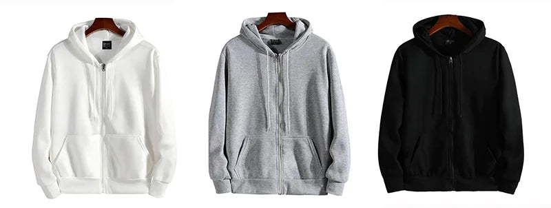 JUMPER Zipper Hoodies Autumn Winter Men's New Long Sleeve Hooded Sweatshirt Fashion Casual Male Outfit Sportwear Loose Fit Clothes