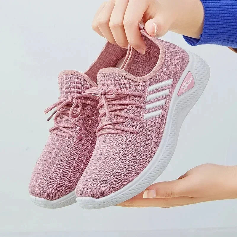 Women Sneakers Mesh Low-Top Running Sneakers with Air Mesh for Spring and Summer Women Flat Shoes