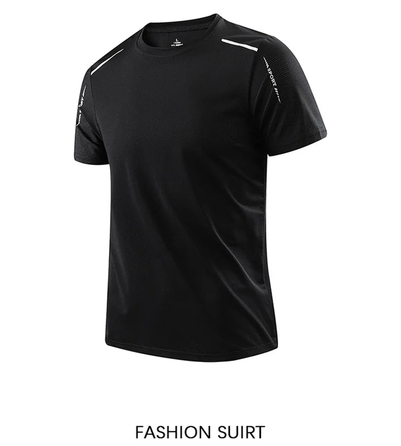 T-shirts Men's Running Quick Drying T-shirts Breathable Hiking Fishing Tees Soft Elasticity Outdoor Sports Short Shirt Summer