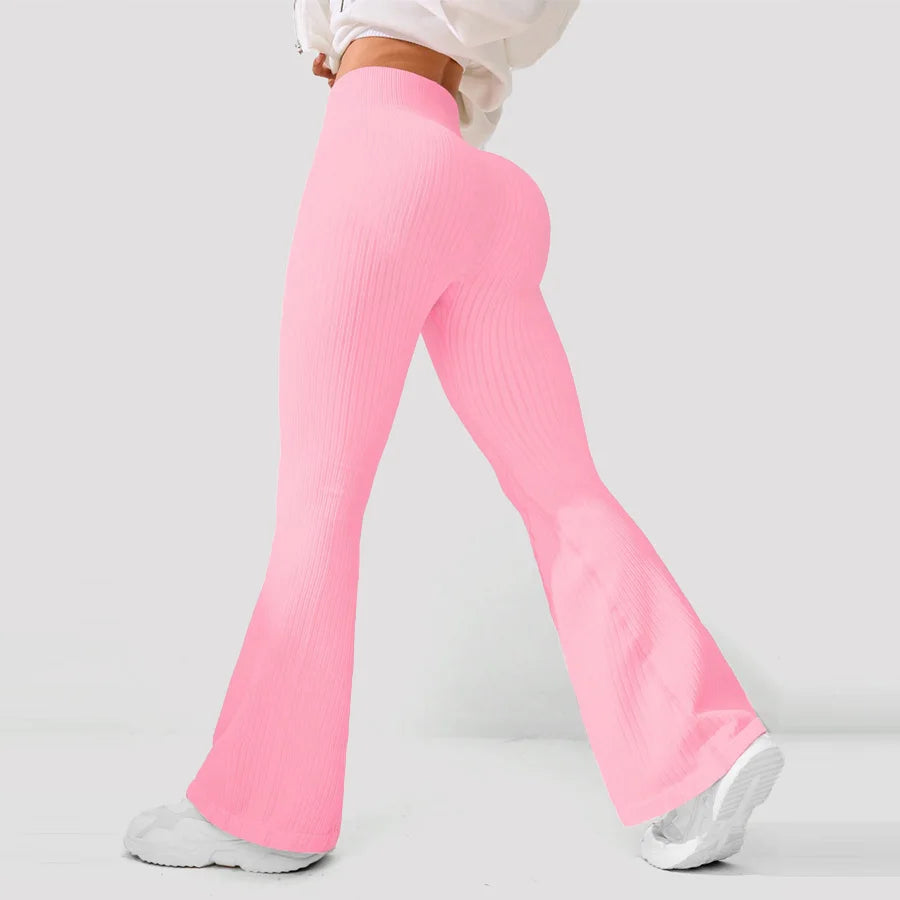 Leggings Breathable Flared Trousers Yoga-to-Street Chic Athleisure Fitness Pants Trendy Women's High-Waisted Yoga Gym Wear 4-Way Stretch