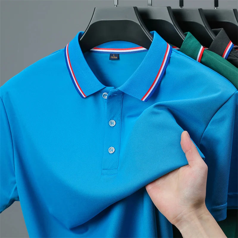 Polo New Men's Casual Solid Color Short Sleeved Polo Shirt Summer Fashionable and Comfortable Versatile Top