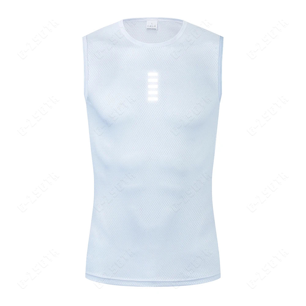 T-shirts Cycling Base Layer Reflective Underwear White Cycling Jersey Sport Vest Men Undershirt Quick Dry Elastici Vest Road Bike Jersey