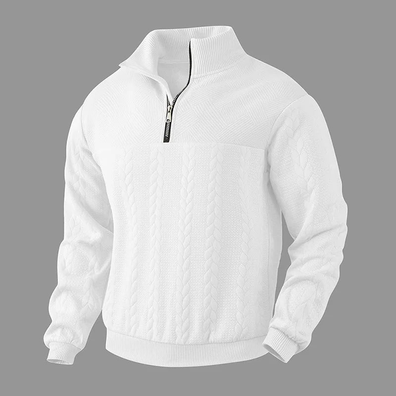 JUMPER Casual stand-up collar zipper pullover loose knitted jacquard autumn and winter long-sleeved sweater men's top