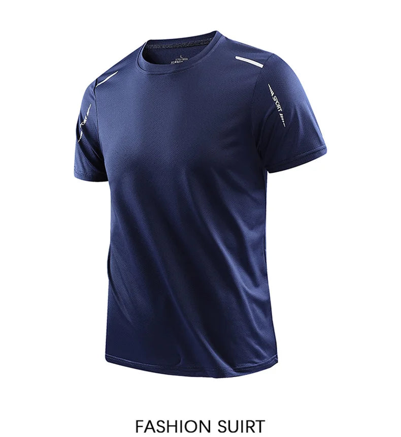 T-shirts Men's Running Quick Drying T-shirts Breathable Hiking Fishing Tees Soft Elasticity Outdoor Sports Short Shirt Summer