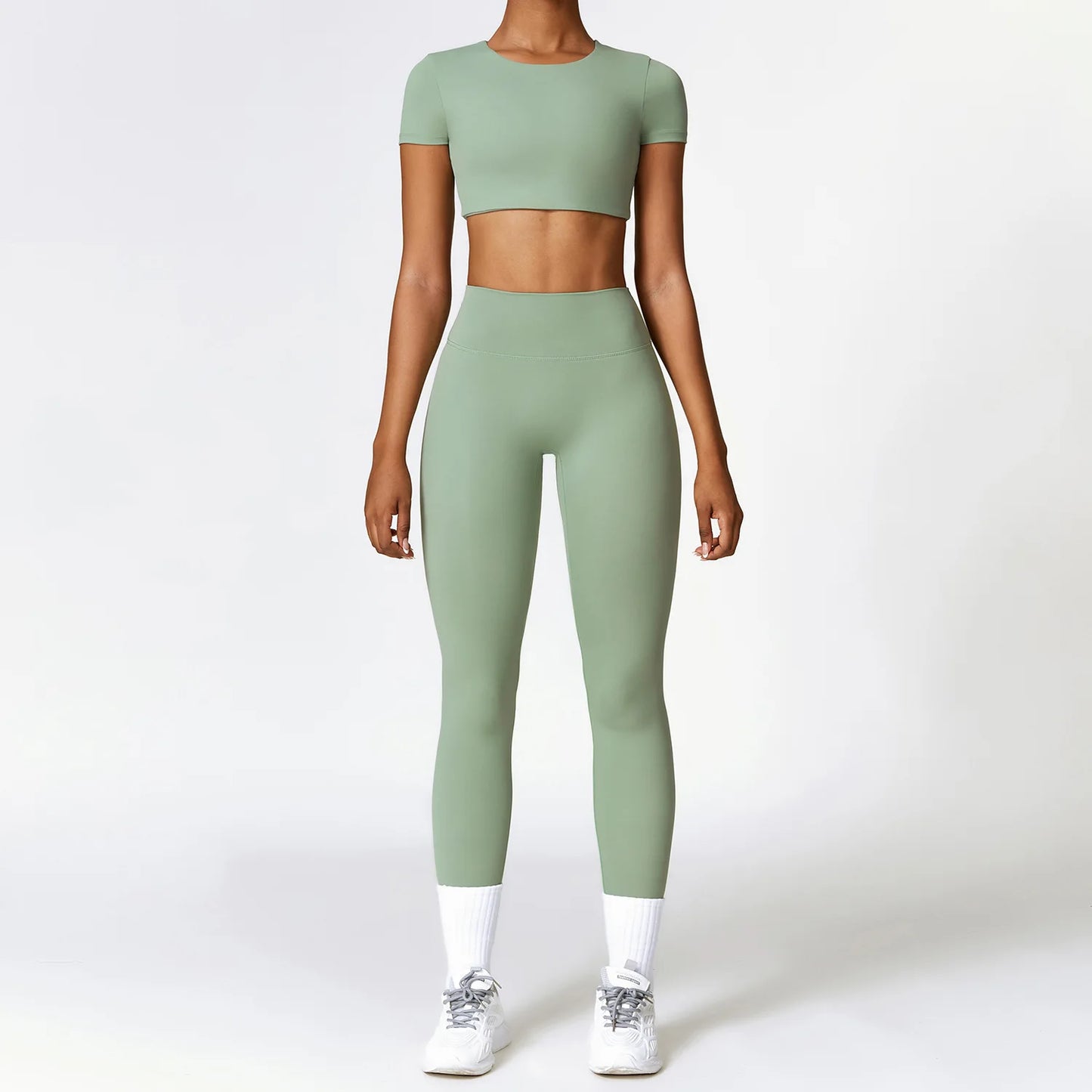 Legging 2PCS Seamless Yoga Set Women Workout Set Sportswear Gym Clothing Fitness Long Sleeve Crop Top High Waist Leggings Sports Suits