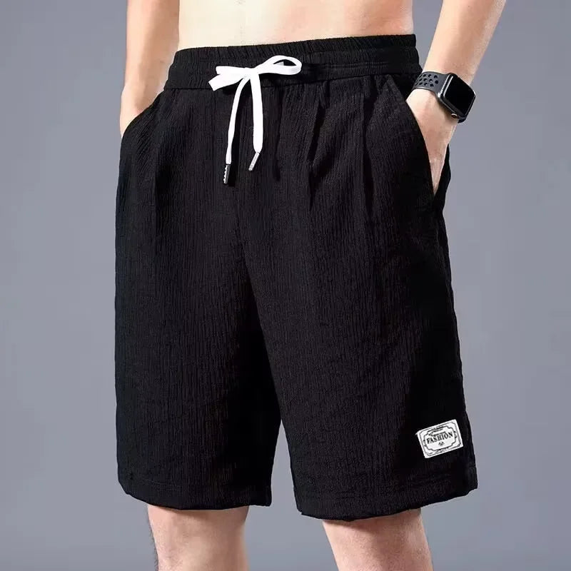 Shorts  Lce Silk Shorts Men's Thin Sports Cropped Pants Loose Straight Leg Cool Breathable New Fashion Trend Casual XL-XXXL