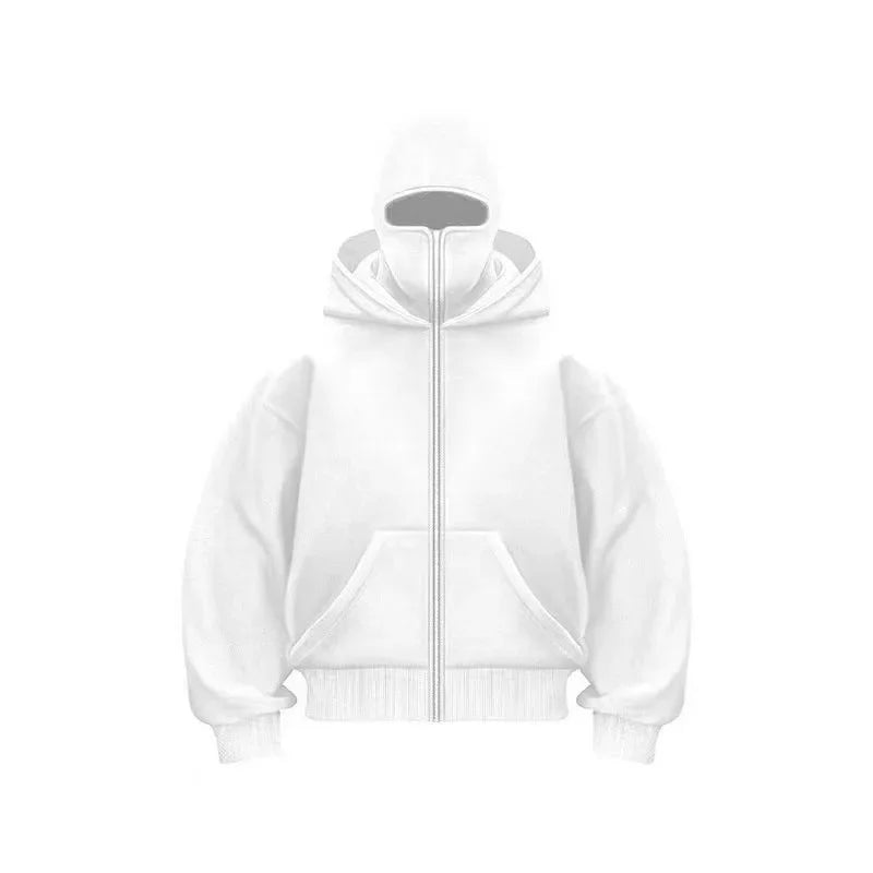 JUMPER Men and women Balaclava Y2K Gothic Harajuku winter new item double hooded sweatshirt men's hooded mask zipper sportswear