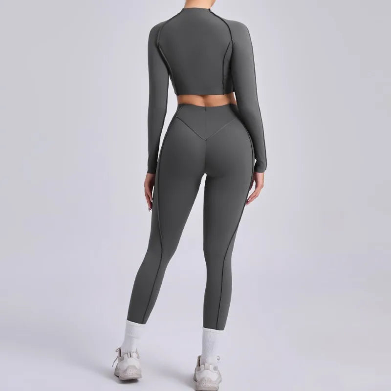 Legging Seamless Yoga Sets Sports Fitness Hip-lifting High Waist Skinny Long-sleeved Suit Running Workout Gym Leggings Sets for Women