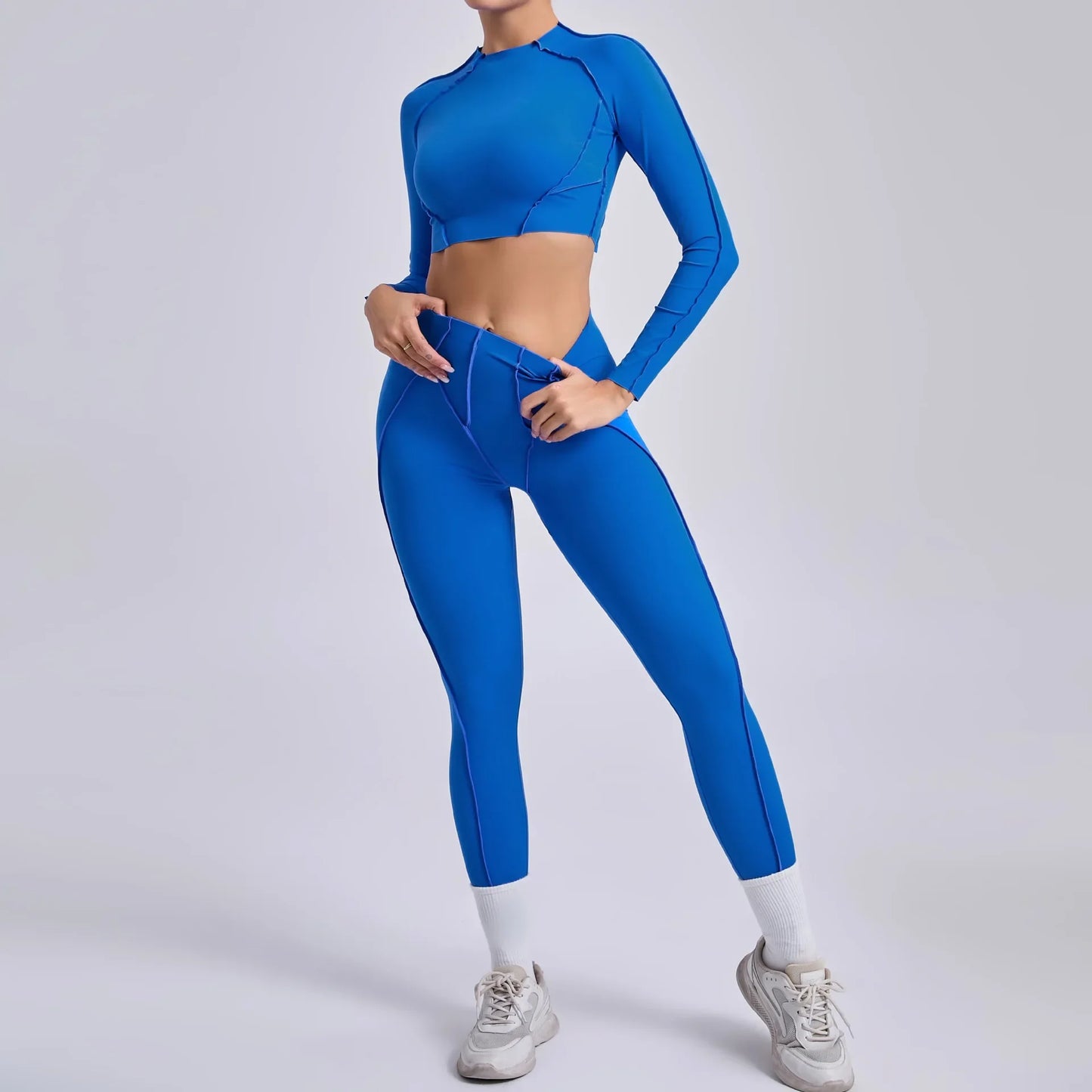 Legging Seamless Yoga Sets Sports Fitness Hip-lifting High Waist Skinny Long-sleeved Suit Running Workout Gym Leggings Sets for Women