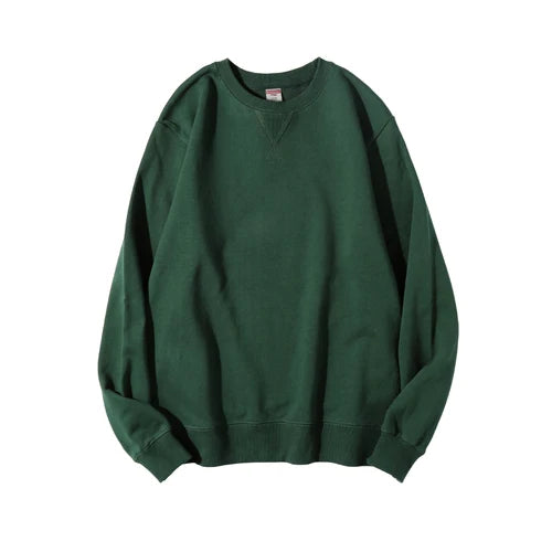 JUMPER Tight Match Heavy Inverted Triangle Loose Versatile Solid Cotton Vintage Autum Winter Long Sleeve Round Neck Sweater