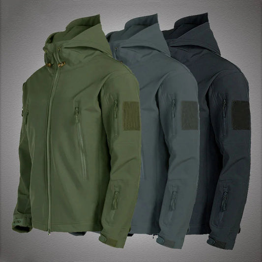 JUMPER Military Shark Skin Soft Shell Jackets Men Tactical Windproof Waterproof jacket men Army Combat Jackets Mens Hooded Bomber Coats