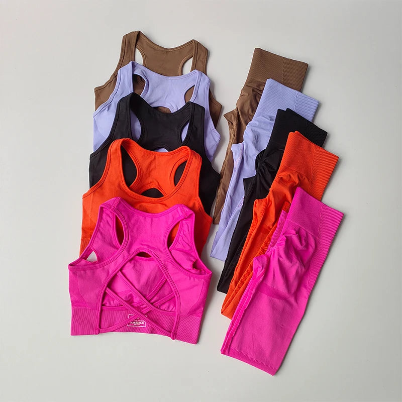 Legging 2PCS Sports Bra Women's Set Professional Fitness Tank Top Bra Shockproof Running Leggings Yoga Suit Beautiful Back Bra Clothing