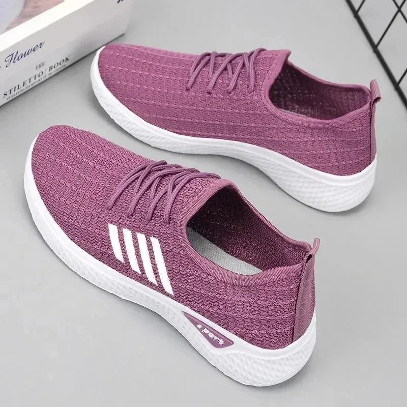 Women Sneakers Mesh Low-Top Running Sneakers with Air Mesh for Spring and Summer Women Flat Shoes