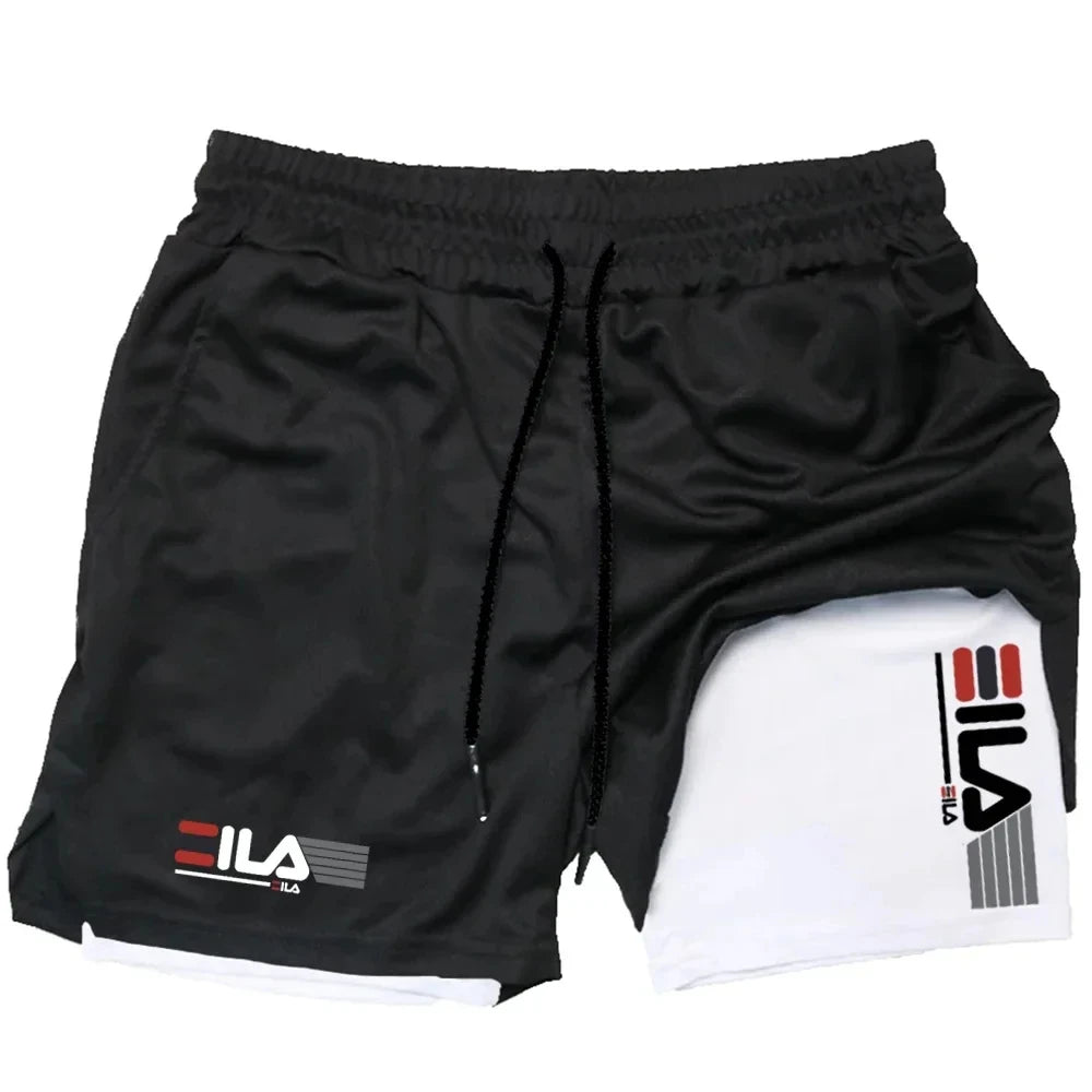 Shorts Men's Two-in-one Sports Shorts Breathable Casual Quick-drying Double-layer Shorts Summer Running Sportswear Bottoms M-3XL
