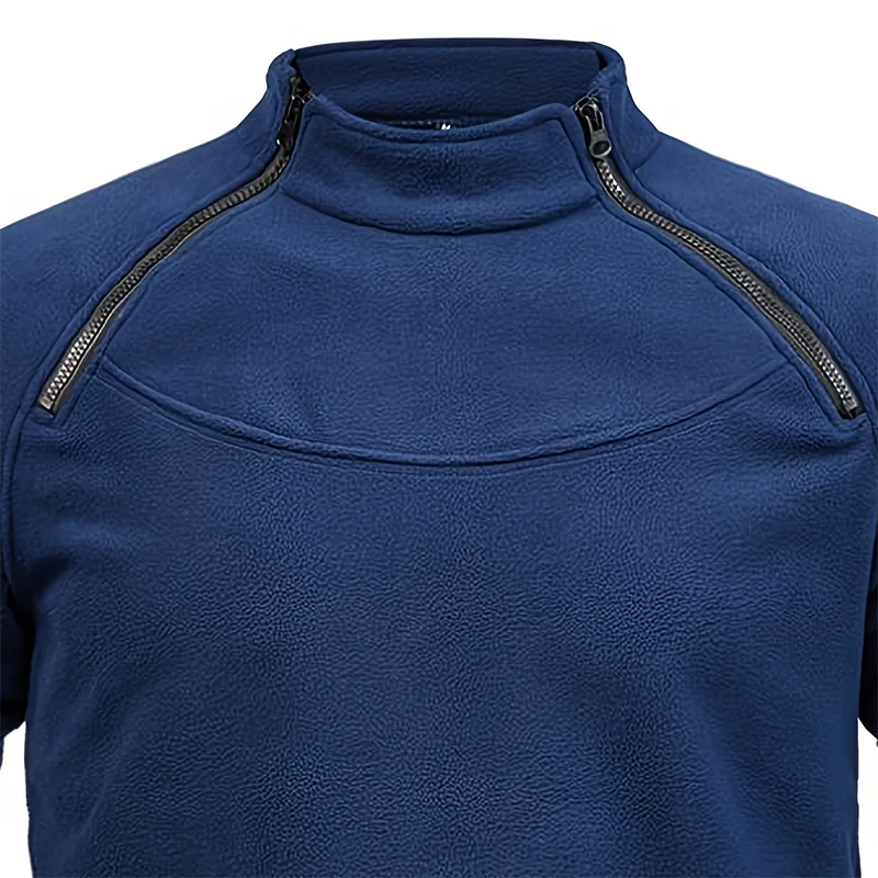 JUMPER Casual Military Sweatshirt Fleece Jacket Standing Collar Pullover Solid Color Sweater Windproof Clothes