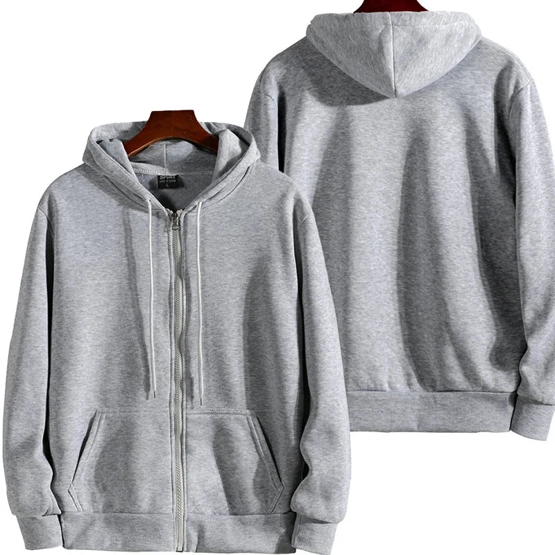 JUMPER Zipper Hoodies Autumn Winter Men's New Long Sleeve Hooded Sweatshirt Fashion Casual Male Outfit Sportwear Loose Fit Clothes