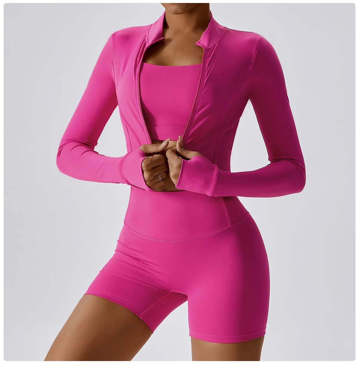 Legging 3PCS Yoga Set Women Workout Sets Sportswear Gym Clothing Fitness zipper Long Sleeve High Waist Leggings Sports Suits Yoga Suit