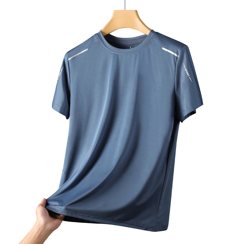 T-shirts Men's Running Quick Drying T-shirts Breathable Hiking Fishing Tees Soft Elasticity Outdoor Sports Short Shirt Summer