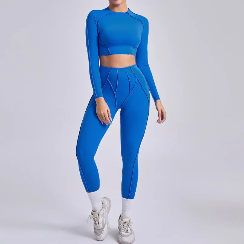 Legging Seamless Yoga Sets Sports Fitness Hip-lifting High Waist Skinny Long-sleeved Suit Running Workout Gym Leggings Sets for Women