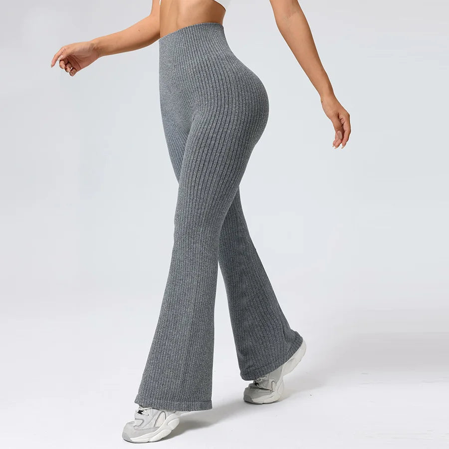 Leggings Breathable Flared Trousers Yoga-to-Street Chic Athleisure Fitness Pants Trendy Women's High-Waisted Yoga Gym Wear 4-Way Stretch