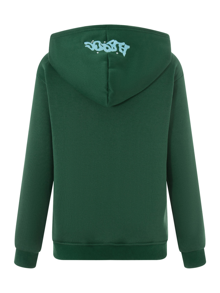Hoodies Women Long Sleeve Letters Print Zipper Closure Sweatshirt Jacket with Pockets