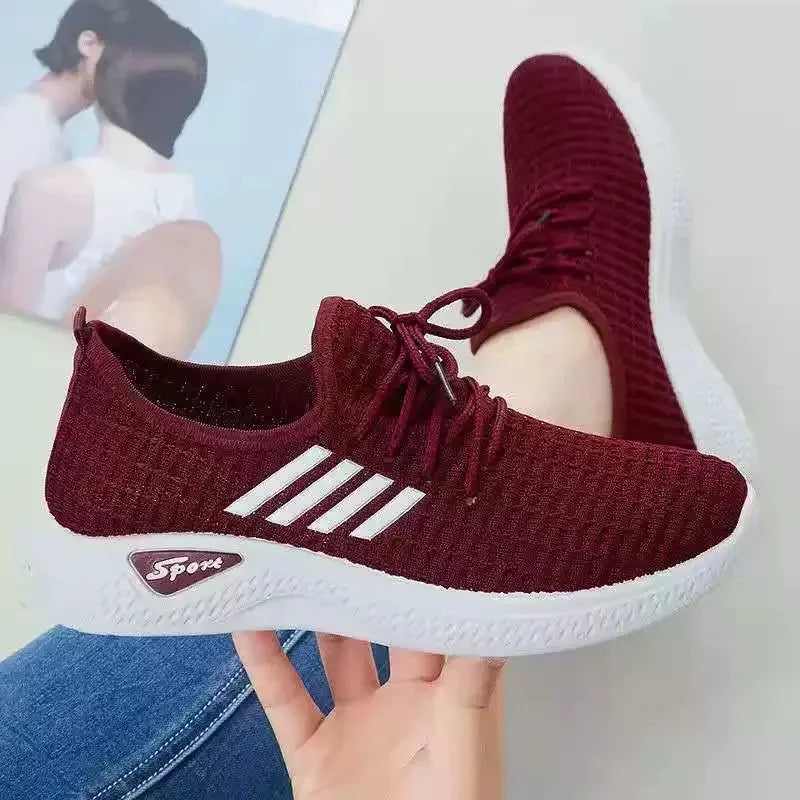 Women Sneakers Mesh Low-Top Running Sneakers with Air Mesh for Spring and Summer Women Flat Shoes