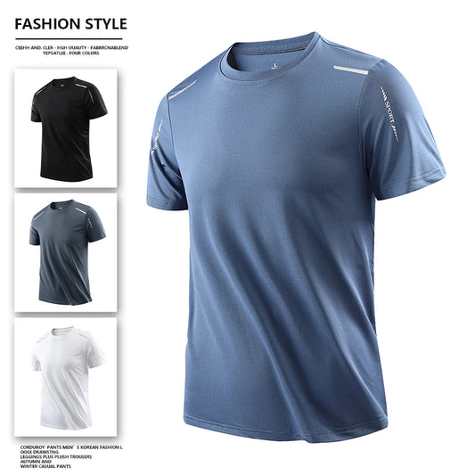 T-shirts Men's Running Quick Drying T-shirts Breathable Hiking Fishing Tees Soft Elasticity Outdoor Sports Short Shirt Summer