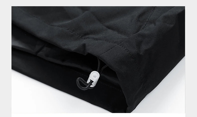 JUMPER Windbreakers Men Hooded Jacket Zipper Coat Cargo Waterproof Black Bomber Camping Loose Thin Softshell Hooded Hiking Jacket