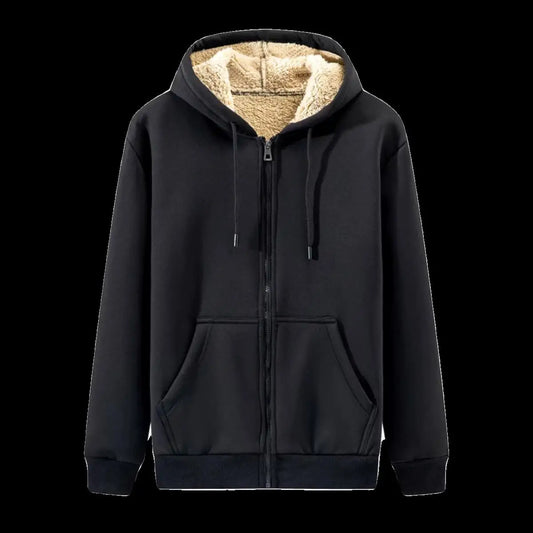 JUMPER Men's Winter Warm Lamb Velvet Hooded Zipper Cardigan Sweatirt Thiened Casual Outerwear Durable Stain-resistant Loose Fit