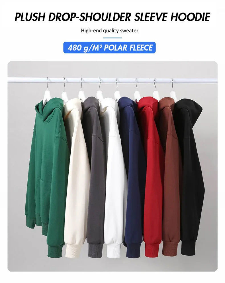 JUMPER Heavy Weight Cotton Plus Velvet Hooded Sweater Men Thickened Tight Polar Fleece Pullover Hoodie Women Sweatshirt