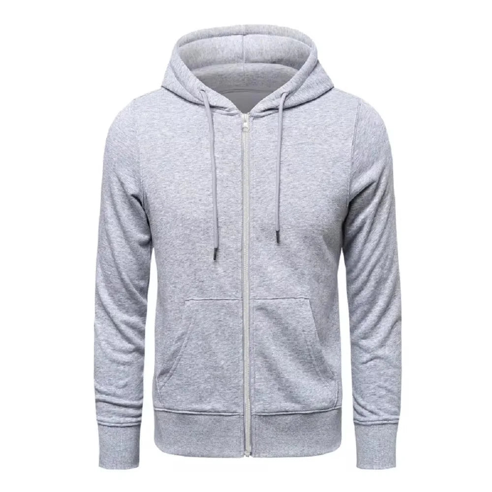 JUMPER Trendy Hoodies Men Retro Harajuku Solid color High quality Jacket Streetwear Solid Zip Up Casual Loose Sweatshirt Clothes