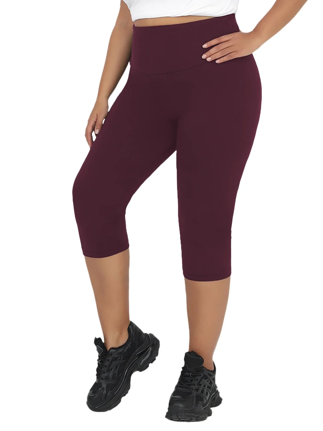 Plus Size Leggings for Women Super soft High Waisted Tummy Control Yoga Capri Pants No See Through Workout Running Leggings