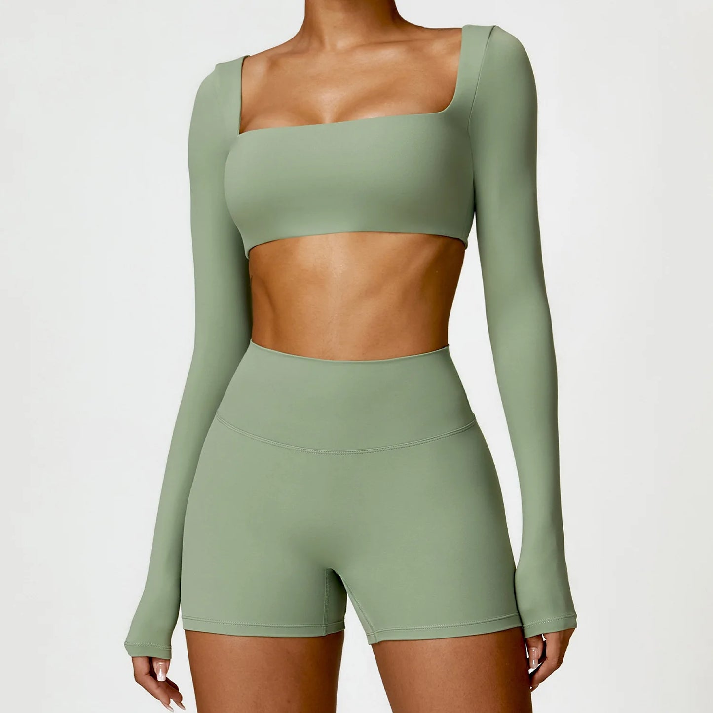 Legging Women Tracksuit Yoga Set 2PCS Sportswear Workout Clothes Athletic Wear Gym Legging Fitness Bra Crop Top Long Sleeve Sports Suits